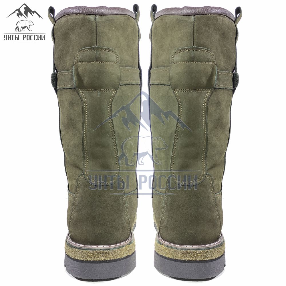 Монголки мужские натуральные высокие хаки нубук, войлочнорезиновая подошва